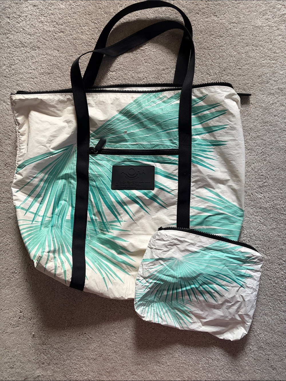 ALOHA Collection weekender Tote and small pouch in blue Loulu print